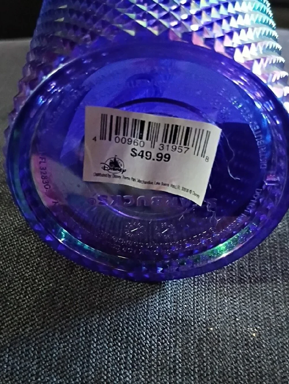 Disney Purple Iridescent Studded Tumbler with Straw Please Read Description
